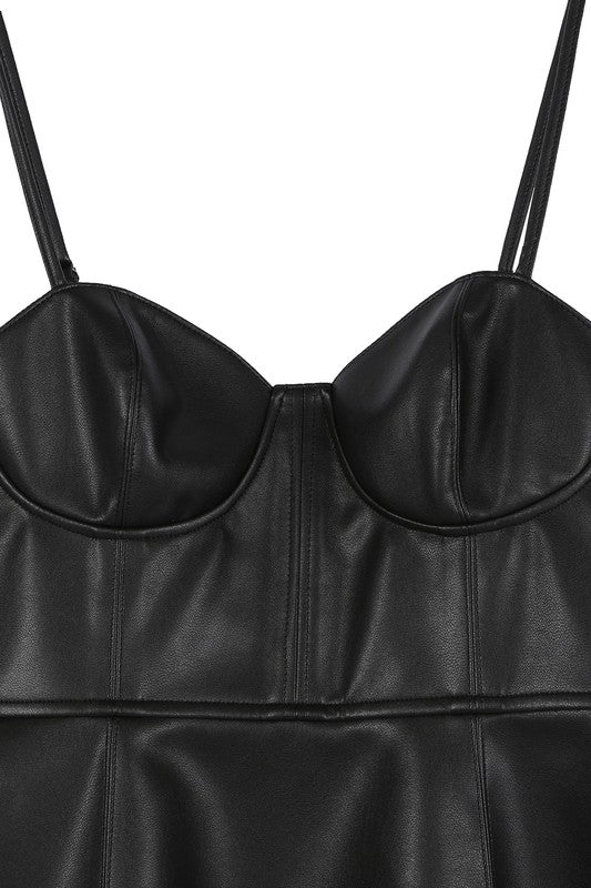 Vegan Leather Bustier Mini Dress ā Bold, Sleek, and Show-Stopping š¤āØ