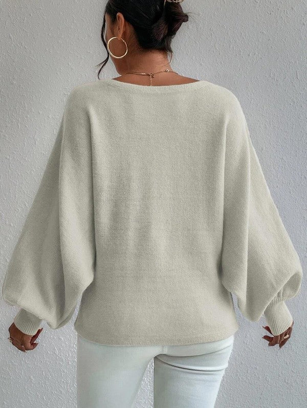 Oversized Abstract Balloon Sleeve Sweater ā Art Meets Comfort šØ