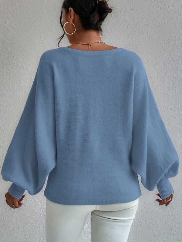 Oversized Abstract Balloon Sleeve Sweater ā Art Meets Comfort šØ