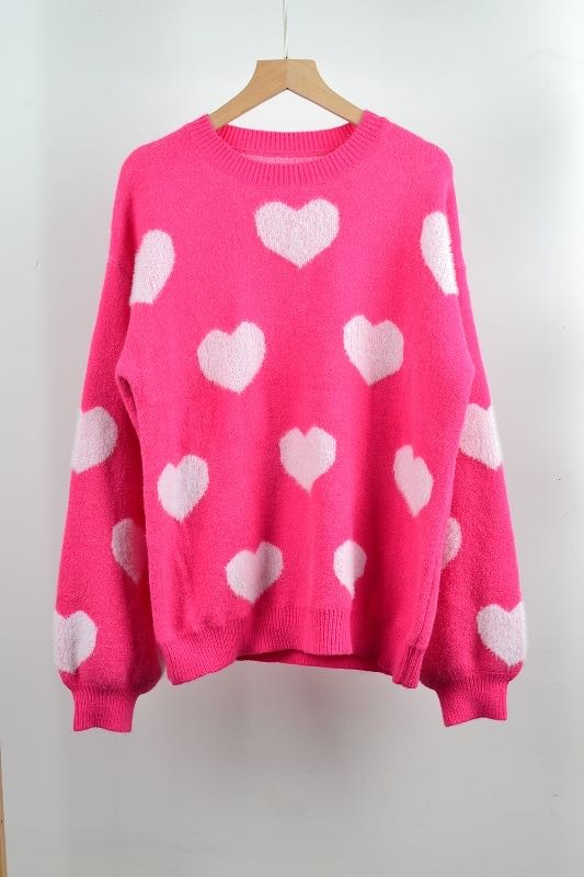 Pink Hearts Sweater β Sweet and Cozy π