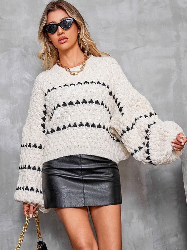 Chunky Knit Sweater – Cozy Bubble Sleeve Vibes ❄️