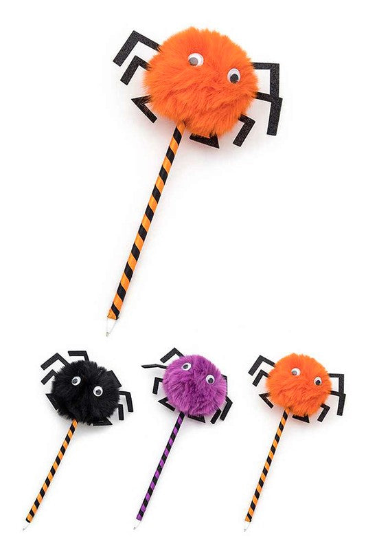 Halloween Spider PomPom Pen Set - 1 DZ Assorted Pre Pack Set