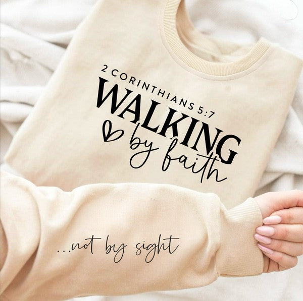 Walking by Faith, Not by Sight Graphic Crew Sweatshirt