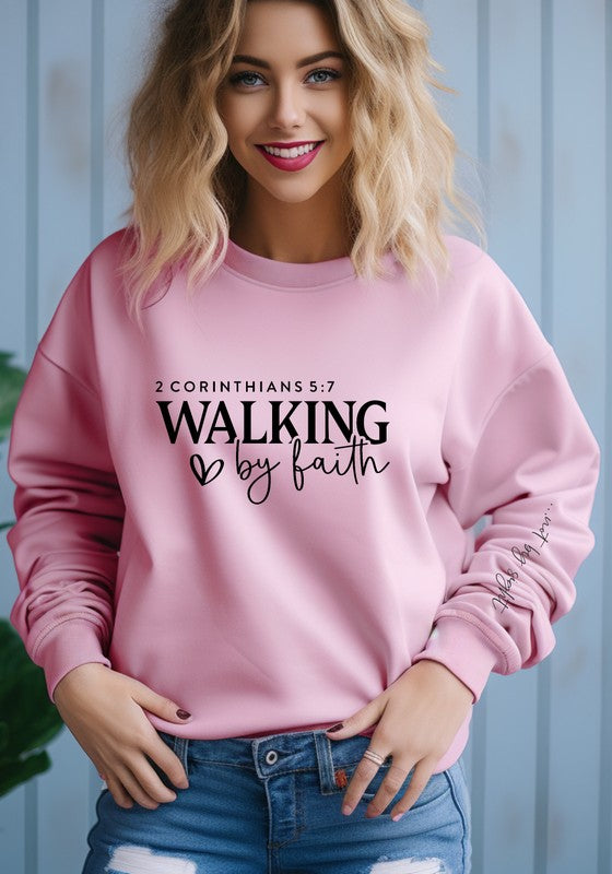 Walking by Faith, Not by Sight Graphic Crew Sweatshirt