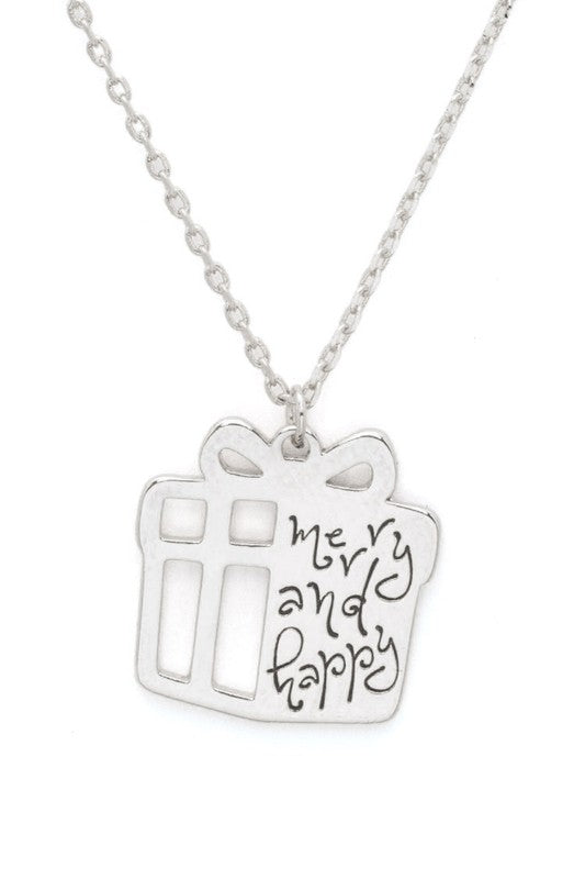 Laser Cut Holiday Present Pendant Necklace – A Gift That Shines All Season 🎁✨