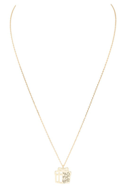 Laser Cut Holiday Present Pendant Necklace – A Gift That Shines All Season 🎁✨