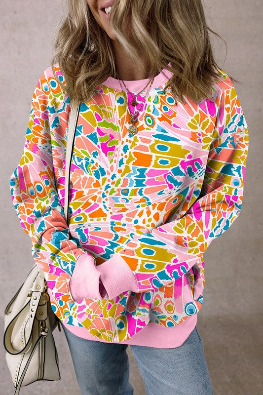Abstract Print Drop Shoulder Sweatshirt ā Art Meets Comfort šØāØ