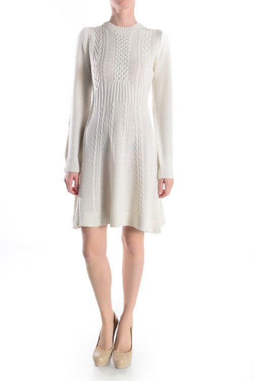 Cable Knit Flare Sweater Dress β Cozy & Flattering π