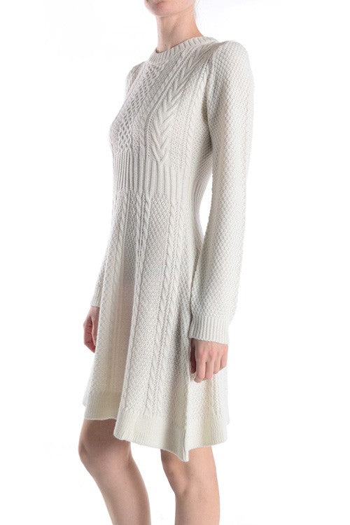 Cable Knit Flare Sweater Dress β Cozy & Flattering π