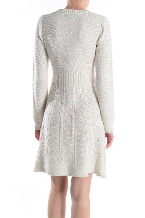 Cable Knit Flare Sweater Dress β Cozy & Flattering π