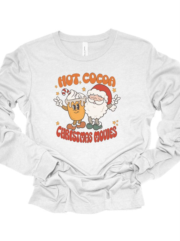 Hot Cocoa & Christmas Movies Long Sleeve Tee – Cozy Up This Holiday Season - Plus