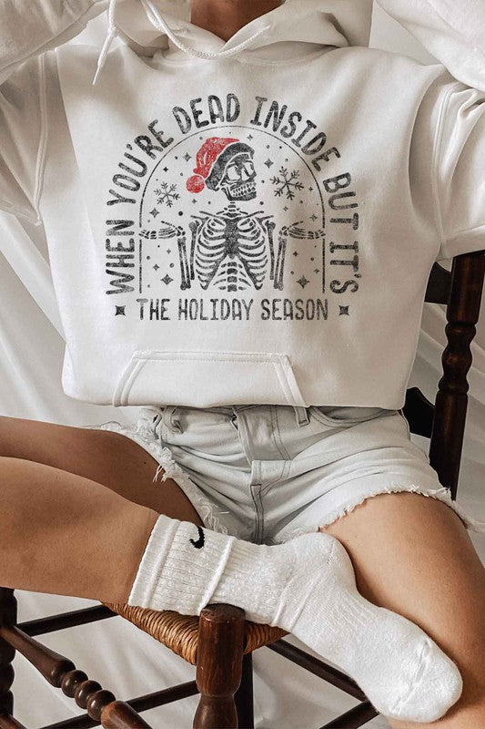 Dead Inside Christmas Skeleton Graphic Hoodie