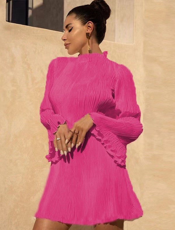 Crinkle Chiffon Bell Sleeve Dress – Elegance in Every Detail ✨