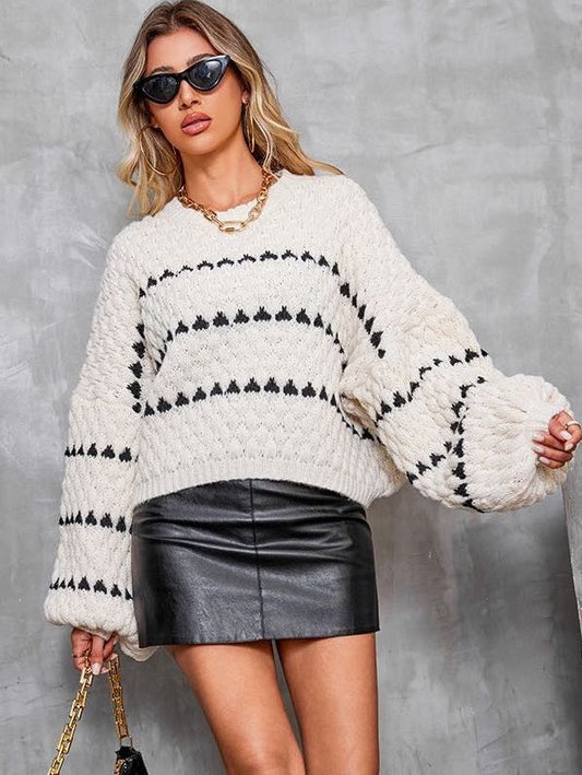 Chunky Knit Sweater – Cozy Bubble Sleeve Vibes ❄️