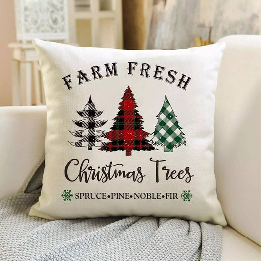 Modern Christmas Trees Farm Fresh Throw Pillow Cover