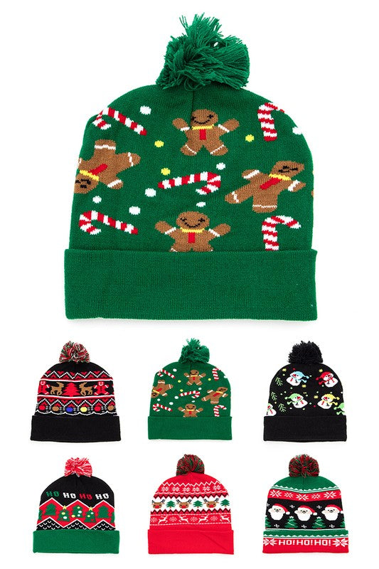 Christmas Mix Print Intarsia Beanies – Festive Warmth for All ❄️🎄
