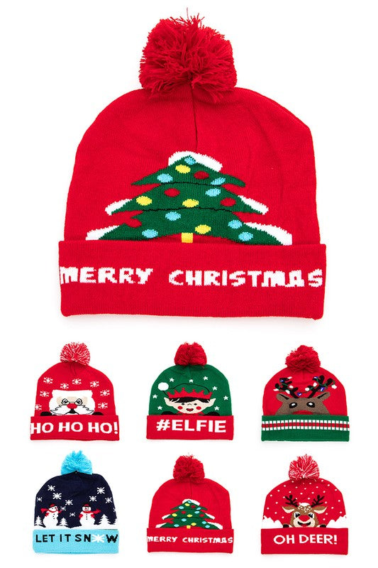 Intarsia Christmas Pom Pom Beanies – Cozy Cheer for the Holidays 🎁❄️
