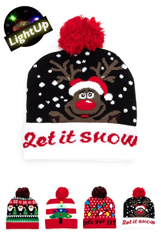 LED Christmas Light-Up Beanie Pack – Shine Bright This Season 🎅✨