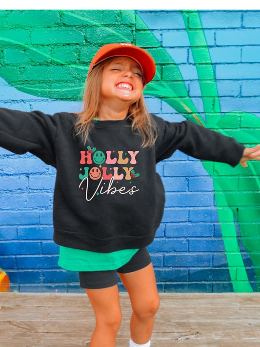 Holly Jolly Vibes YOUTH Graphic Sweatshirt – Holiday Cheer for the Little Ones