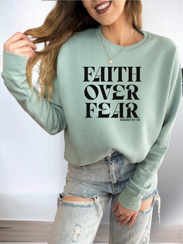 Plus Size Faith Over Fear Graphic Sweatshirt – Comfort That Inspires ✨🕊️