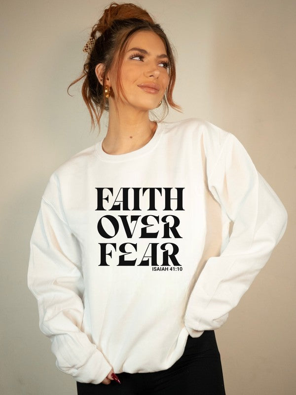 Plus Size Faith Over Fear Graphic Sweatshirt – Comfort That Inspires ✨🕊️