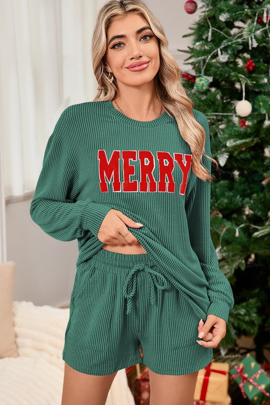 Corded MERRY Pajama Set – Festive Comfort, All Night Long 🎄