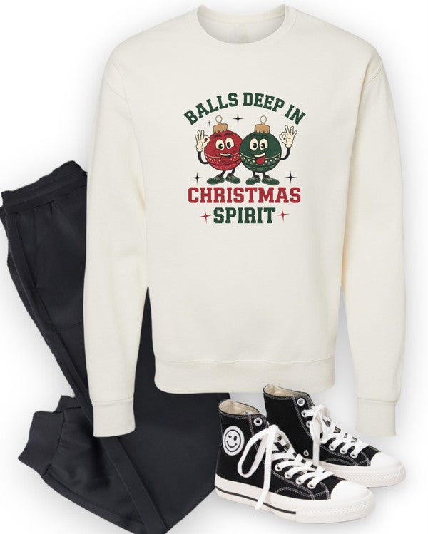 Balls Deep in Christmas Spirit Graphic Sweatshirt – Get Festive in Comfort 🎄