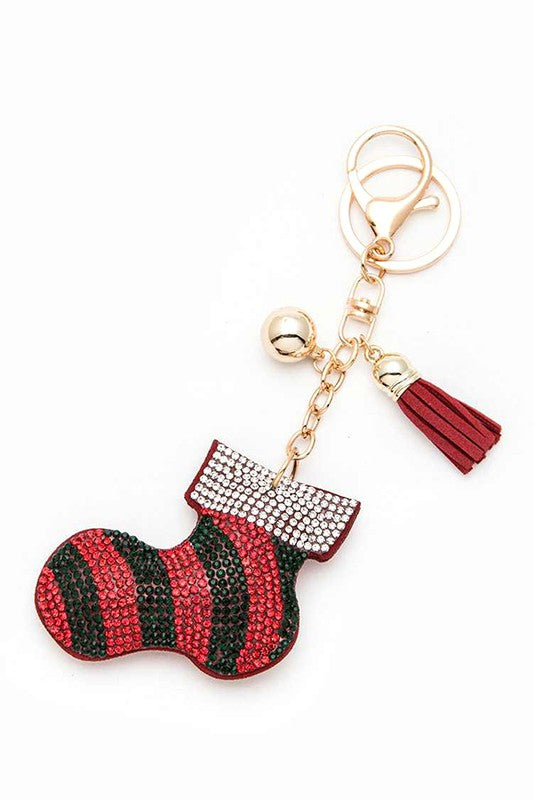 Christmas Stocking Pave Key Chain – Sparkle & Shine 🎄✨