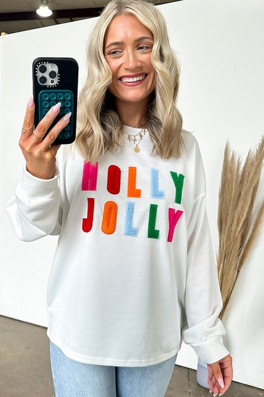Women's Chenille Holly Jolly Sweatshirt – Spread Holiday Cheer in Comfort 🎄✨