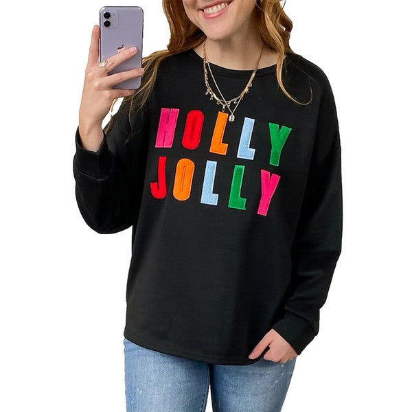 Women's Chenille Holly Jolly Sweatshirt – Spread Holiday Cheer in Comfort 🎄✨