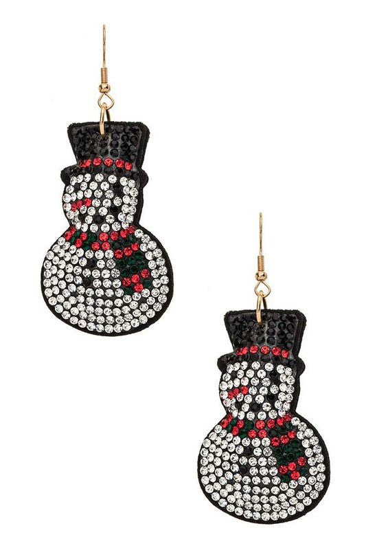 Crystal Pillow Snowman Earrings – Sparkle Into the Holidays ⛄✨