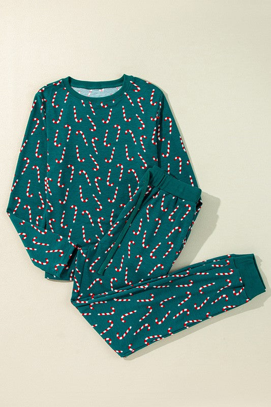Green Candy Cane Lounge Set – Festive Comfort All Day 🎄