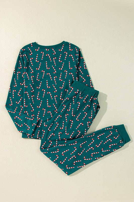 Green Candy Cane Lounge Set – Festive Comfort All Day 🎄