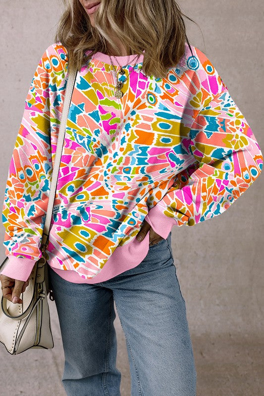 Abstract Print Drop Shoulder Sweatshirt – Art Meets Comfort 🎨✨