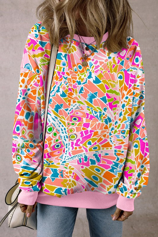 Abstract Print Drop Shoulder Sweatshirt – Art Meets Comfort 🎨✨