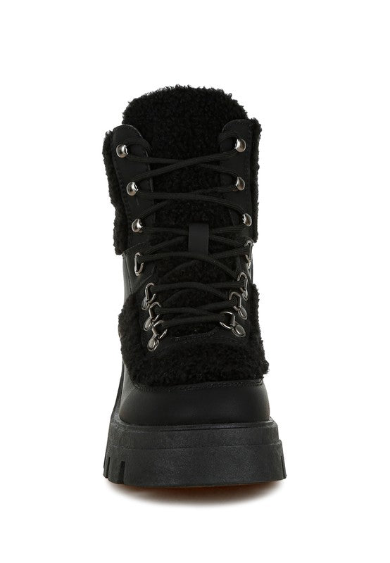 Wellerman Faux Fur Detail Chunky Hiker Boots – Ready for Adventure 🥾