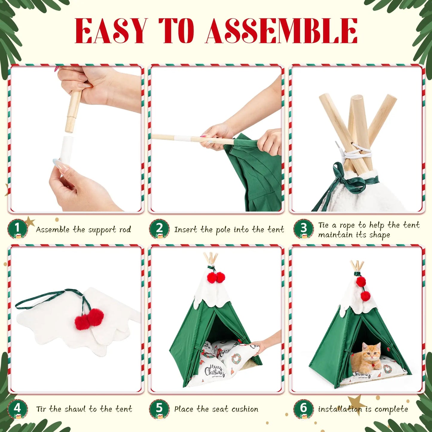 Christmas Pet Bed Tent – Cozy Festive Comfort for Small Animals