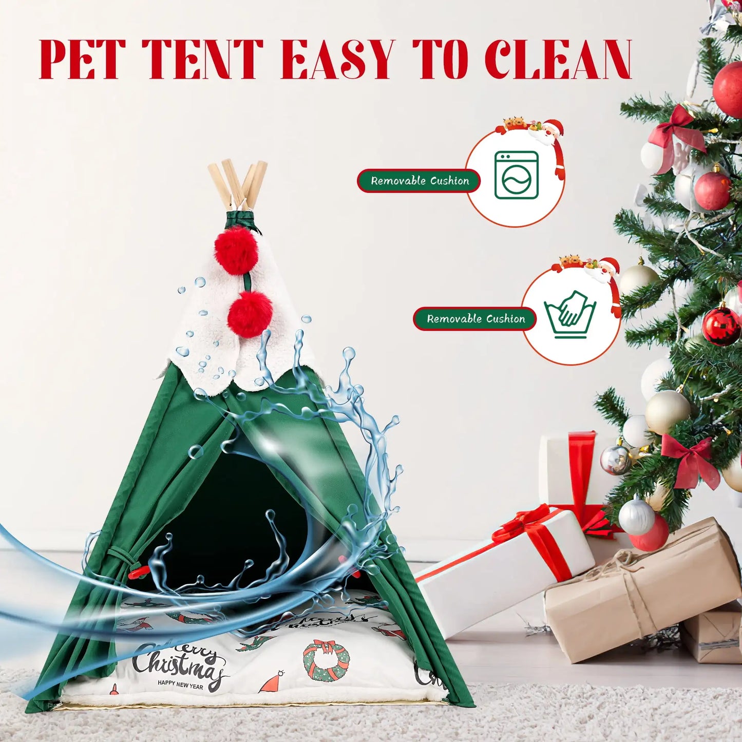 Christmas Pet Bed Tent – Cozy Festive Comfort for Small Animals