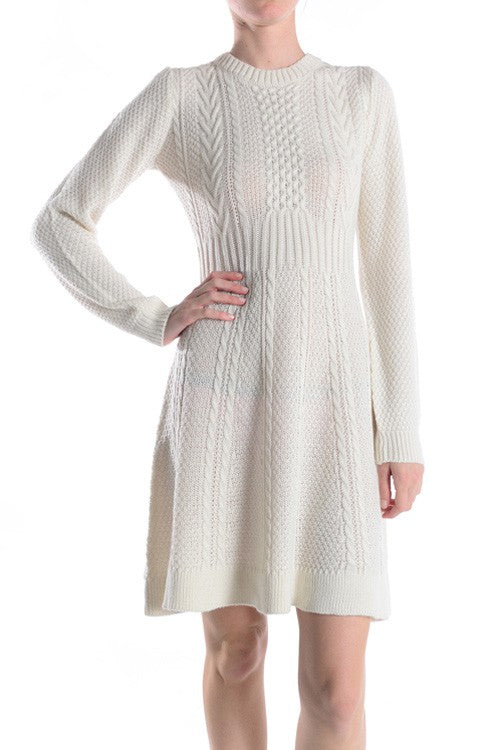 Cable Knit Flare Sweater Dress – Cozy & Flattering 🍁